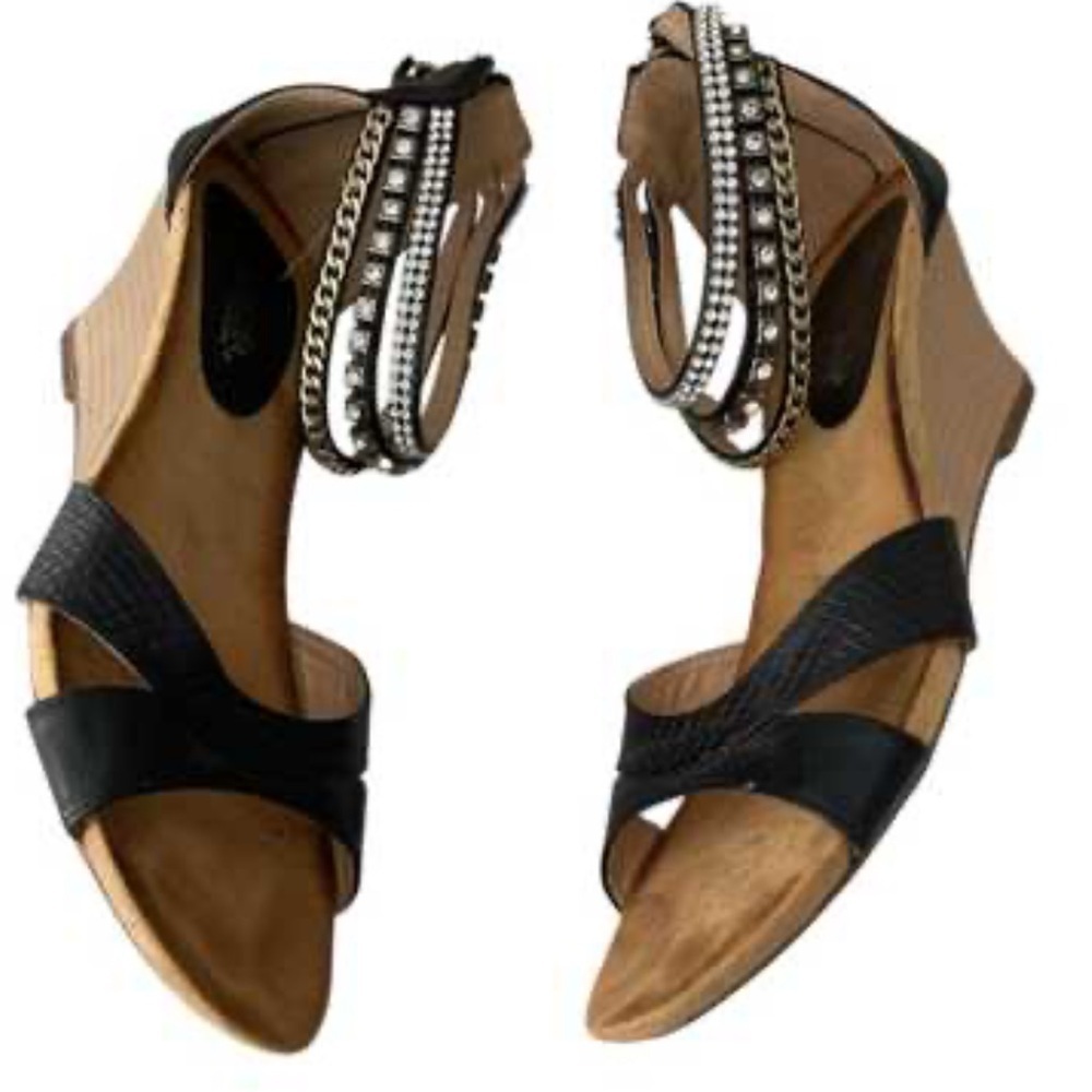 Patrizia Wedge Sandals with Embellished Ankle Straps Size 37